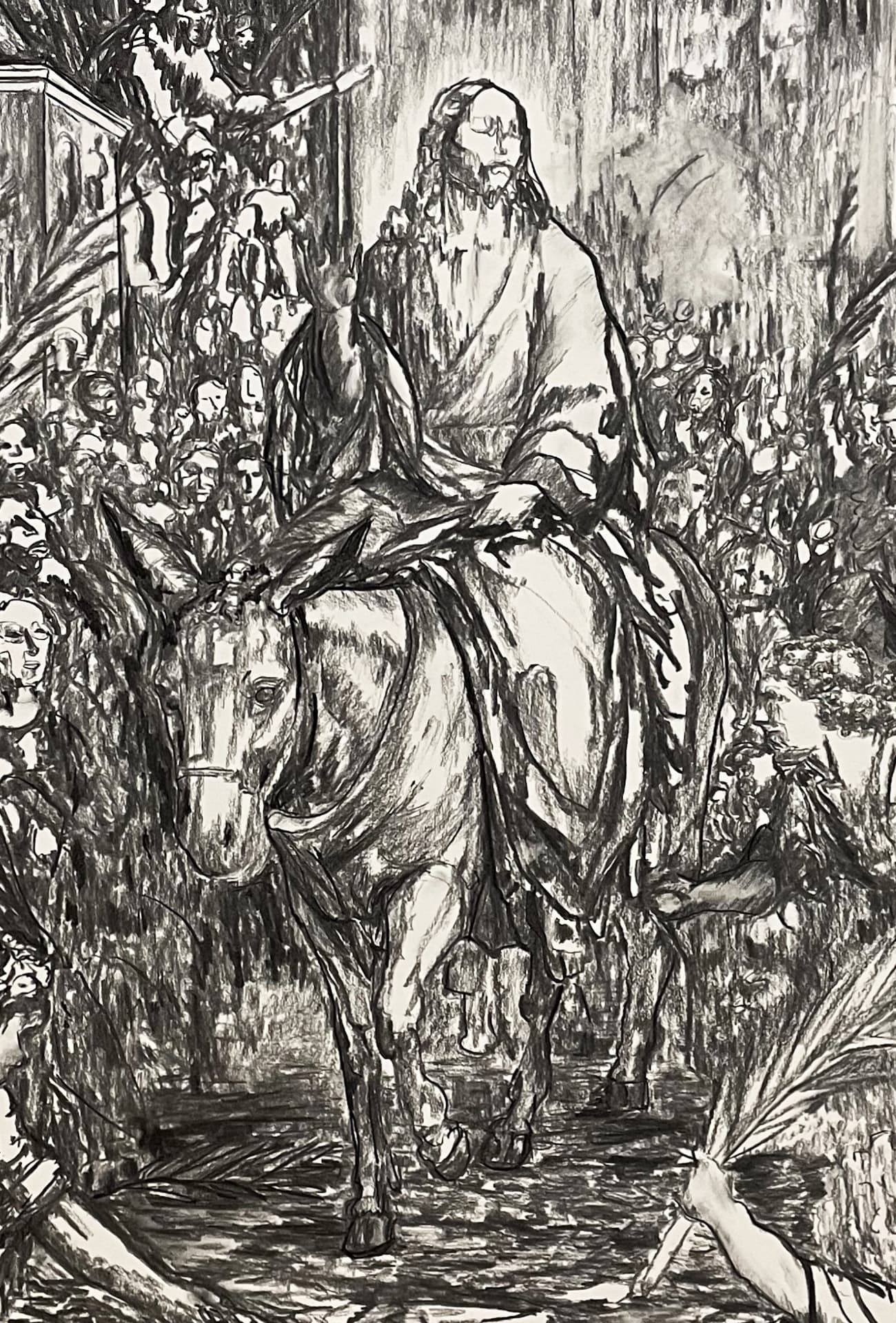 Paula Mosica — artist, Berlin — Procession into Jerusalem, 2026 — Christ on the Donkey Procession into Jerusalem: christ on the donkey detail