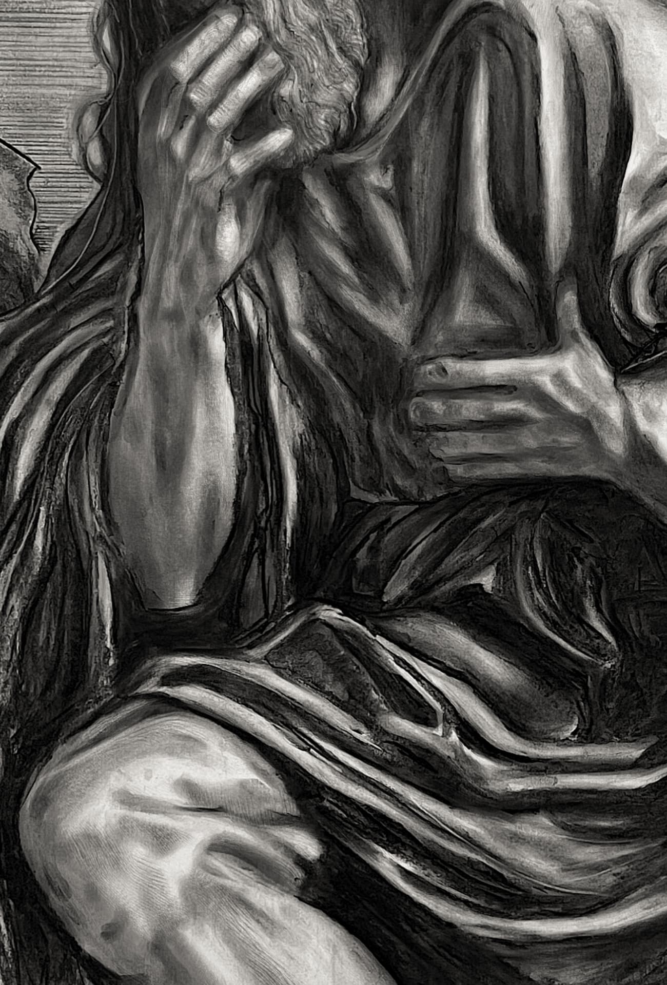Paula Mosica — artist, Berlin — Year of the Lord, 2026 — Torso and Drapery Year of the Lord: torso and drapery detail