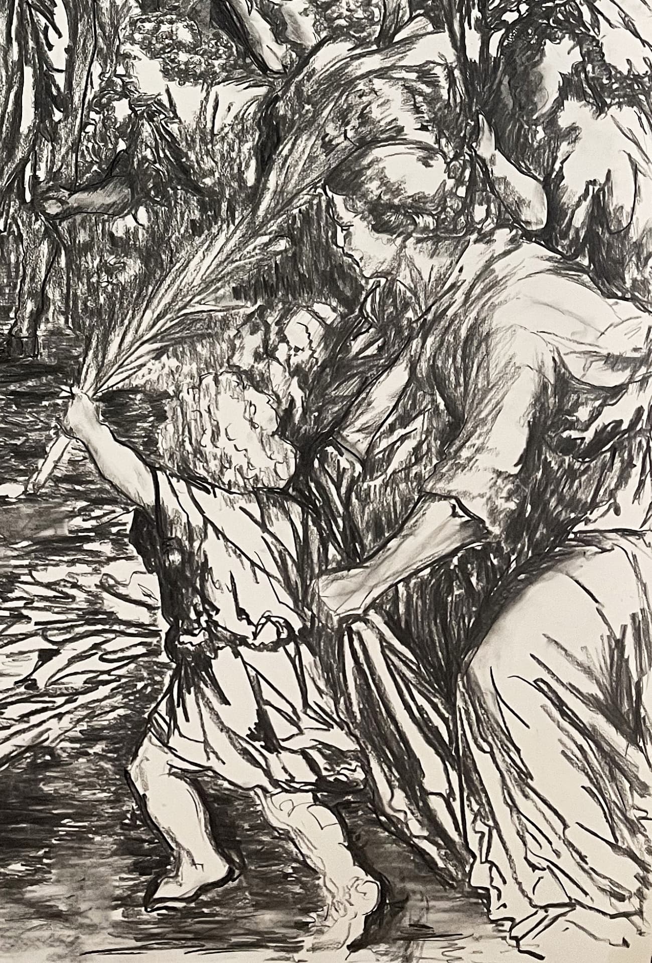 Paula Mosica — artist, Berlin — Procession into Jerusalem, 2026 — Child with Palm Procession into Jerusalem: child with palm detail